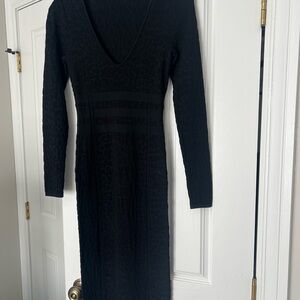 Good American compression black leopard midi dress